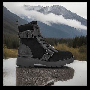 NEW UGG ZORRAH CALF HAIR BLACK BOOT Size: 11